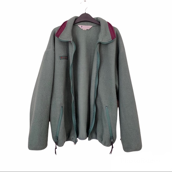 Vintage Columbia Sage Green Zip Up Sweatshirt - Picture 2 of 6